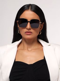 HASHTAG EYEWEAR - Black UV Protection Hexagonal Full Rim Casual Women Sunglass - G-15062-black (47)