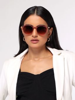 HASHTAG EYEWEAR - Red UV Protection Round Full Rim Casual Women Sunglass - G-15077-red (50)