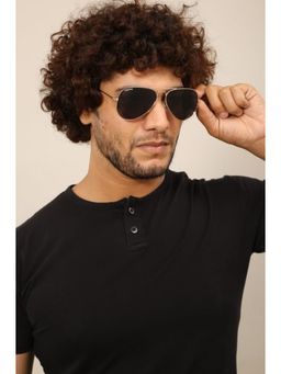 HASHTAG EYEWEAR - Black UV Protection Aviator Full Rim Casual Unisex Sunglass - HT2023-C1 (50)