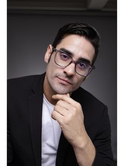 HASHTAG EYEWEAR - Clear Lens Square Full Rim Casual Unisex Computer Glass - HTABS-10-GRY (48)