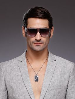 HASHTAG EYEWEAR - Grey UV Protection Square Full Rim Casual Unisex Sunglass - KGFT(14)-98171-C4 (54)