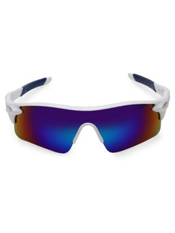 HASHTAG EYEWEAR - Black Square Half Rim Casual Unisex Sunglass - MOAB-009181-WIT/BLU/BLU (46)