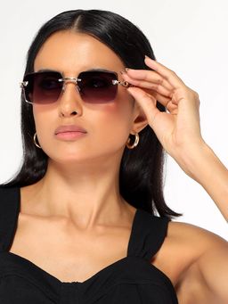 HASHTAG EYEWEAR - Purple Rectangle Rimless Casual Unisex Sunglass - RL-125142-GLD.PPL (42)