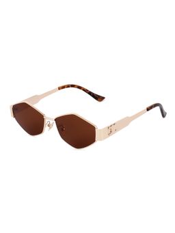 HASHTAG EYEWEAR - Brown Hexagonal Full Rim Casual Women Sunglass - SEWA-168132-GLD-BRN (42)