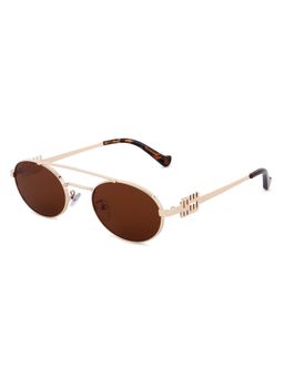 HASHTAG EYEWEAR - Brown UV Protection Oval Full Rim Casual Women Sunglass - SEWA-168192-GLD-BRN (38)