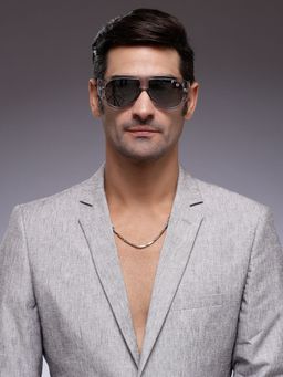 HASHTAG EYEWEAR - Grey UV Protection Aviator Full Rim Casual Unisex Sunglass - SEWA-89182-GRY (56)