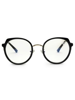HASHTAG EYEWEAR - Clear Regular Lens Round Full Rim Casual Unisex Sunglass - SEWA-95007-BLK (48)