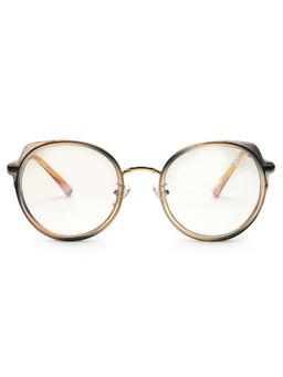 HASHTAG EYEWEAR - Clear Regular Lens Round Full Rim Casual Unisex Sunglass - SEWA-95007-BRN (48)