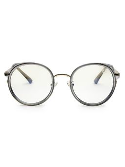 HASHTAG EYEWEAR - Clear Regular Lens Round Full Rim Casual Unisex Sunglass - SEWA-95007-GRY (48)