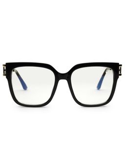 HASHTAG EYEWEAR - Clear Regular Lens Square Full Rim Casual Unisex Sunglass - SEWA-95013-BLK.BLK (54)