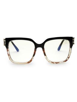 HASHTAG EYEWEAR - Clear Regular Lens Square Full Rim Casual Unisex Sunglass - SEWA-95013-BLK.TIG (54)