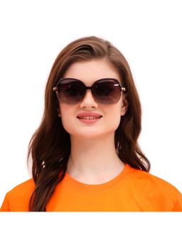 HASHTAG EYEWEAR - Brown UV Protection Square Full Rim Casual Women Sunglass - TT-3032 BRN (56)