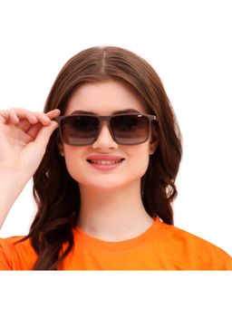 HASHTAG EYEWEAR - Brown UV Protection Square Full Rim Casual Unisex Sunglass - TT (32) 3039 BRN (58)