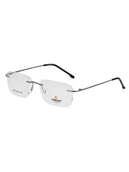 HASHTAG EYEWEAR - Clear Lens Rectangle Rimless Unisex Eyeglass Frame - Thin Line-88802-Gun (35)