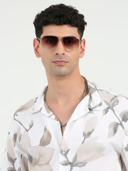 HASHTAG EYEWEAR - Brown Square Full Rim Casual Unisex Sunglass - Try (14) B80-431 C5 (52)