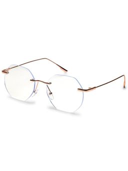 HASHTAG EYEWEAR - Clear Lens Hexagonal Rimless Casual Unisex Computer Glass - VS 5100-R Gold (46)