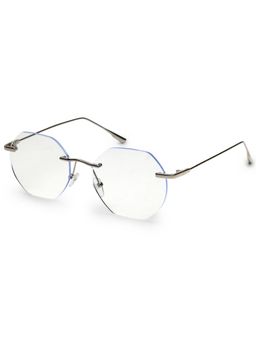 HASHTAG EYEWEAR - Clear Lens Hexagonal Rimless Casual Unisex Computer Glass - VS 5100-Silver (46)