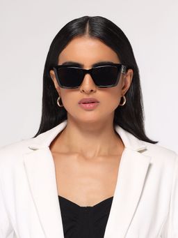 HASHTAG EYEWEAR - Black UV Protection Square Full Rim Casual Women Sunglass - W-9095-black (52)