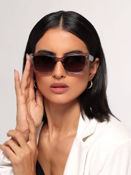 HASHTAG EYEWEAR - Grey UV Protection Square Full Rim Casual Women Sunglass - W-9095-grey (52)