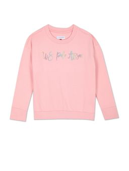 U.S. POLO ASSN. - Girls Light Pink Brand Print Crew Neck Sweatshirt