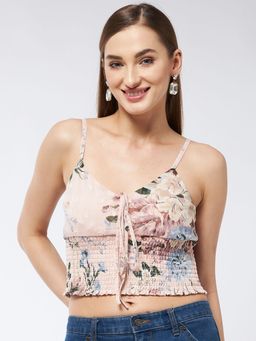 Magre - Brown Printed Waist Smocking Bralette