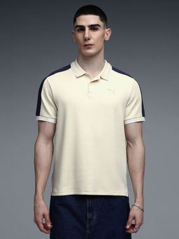 Puma - T7 Men's Yellow Slim Fit Interlock Polo T-Shirt