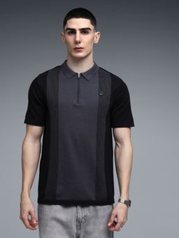 Puma - Colorblock Black Flat Knit Men's Slim Fit Polo T-Shirt