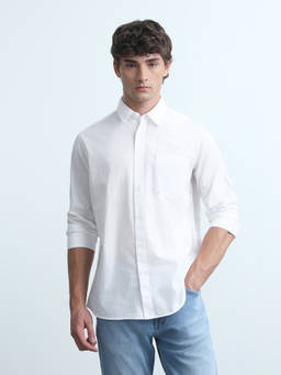 Flying Machine - Men's White Regular Fit Solid Shirt