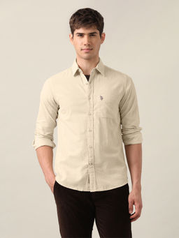 U.S. Polo Assn. Denim Co. - Men's Beige Corduroy Regular Fit Shirt