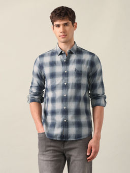 U.S. Polo Assn. Denim Co. - Men's Blue Plaid Checked Twill Shirt