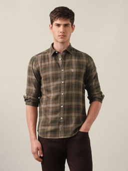 U.S. Polo Assn. Denim Co. - Men's Brown Tartan Checked Twill Shirt
