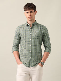 U.S. Polo Assn. Denim Co. - Men's Green Grid Tattersall Checked Twill Shirt