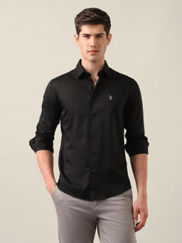 U.S. POLO ASSN. - Men's Black Cotton Tailored Fit Shirt