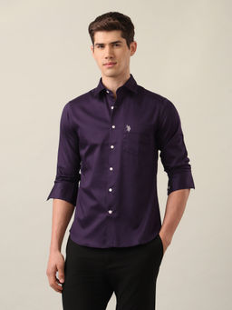 U.S. POLO ASSN. - Men's Purple Cotton Tailored Fit Shirt