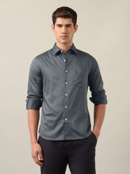 U.S. POLO ASSN. - Men's Grey Cotton Tailored Fit Shirt