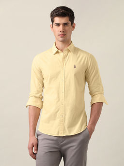 U.S. POLO ASSN. - Men's Yellow Tailored Fit Solid Shirt