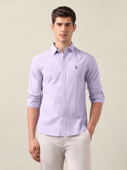 U.S. POLO ASSN. - Men's Purple Tailored Fit Solid Shirt
