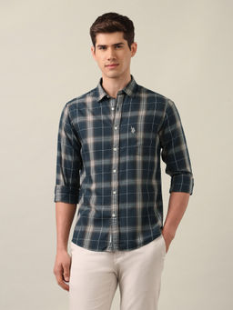 U.S. POLO ASSN. - Men's Green Tartan Checked Twill Shirt