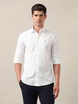 U.S. POLO ASSN. - Men's White Textured Seersucker Shirt