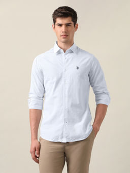 U.S. POLO ASSN. - Men's Blue Textured Seersucker Shirt
