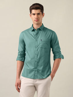 U.S. POLO ASSN. - Men's Turquoise Twill Tailored Fit Shirt