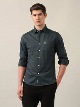 U.S. POLO ASSN. - Men's Grey Twill Tailored Fit Shirt