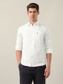 U.S. POLO ASSN. - Men's White Twill Tailored Fit Shirt