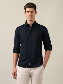 U.S. POLO ASSN. - Men's Navy Blue Twill Tailored Fit Shirt