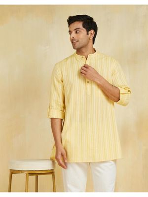 YELLOW CHECKERED SHORT KURTA