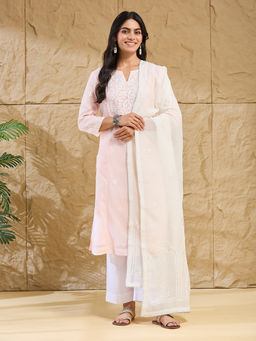 Fabindia - Natural Cotton Silk Chikankari Dupatta