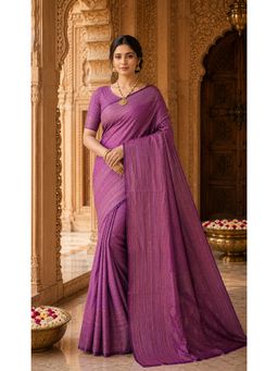 AMRUTKALA SAREES - Purple Kanjivaram Woven Saree with Unstitched Blouse
