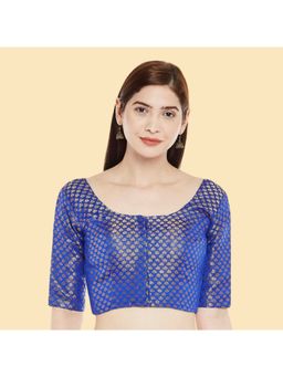 Studio Shringaar - Women's Blue Brocade Blouse