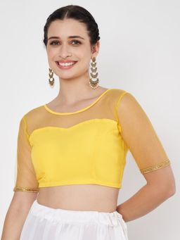Studio Rasa - Yellow Net Readymade Blouse