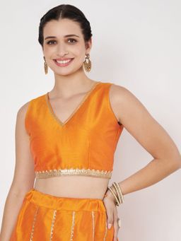 Studio Rasa - Mustard Dupion Gota Readymade Blouse